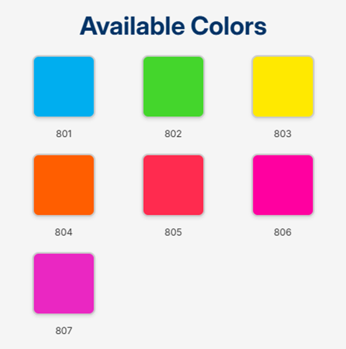 Fluorescent Base Inks – PMS 801–807