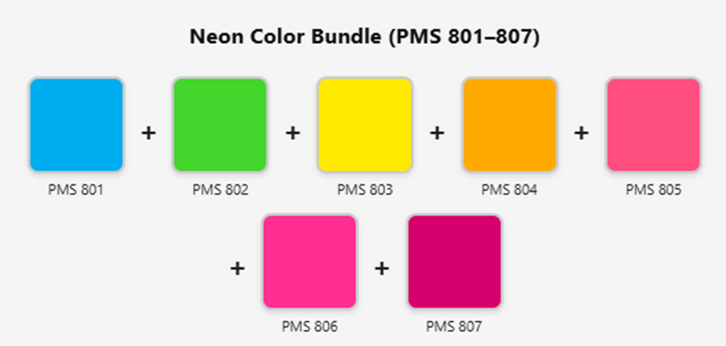 Flo Blue Ink Pms Fluorescent Base Ink Set – PMS 801–807 – Blue Press Ink