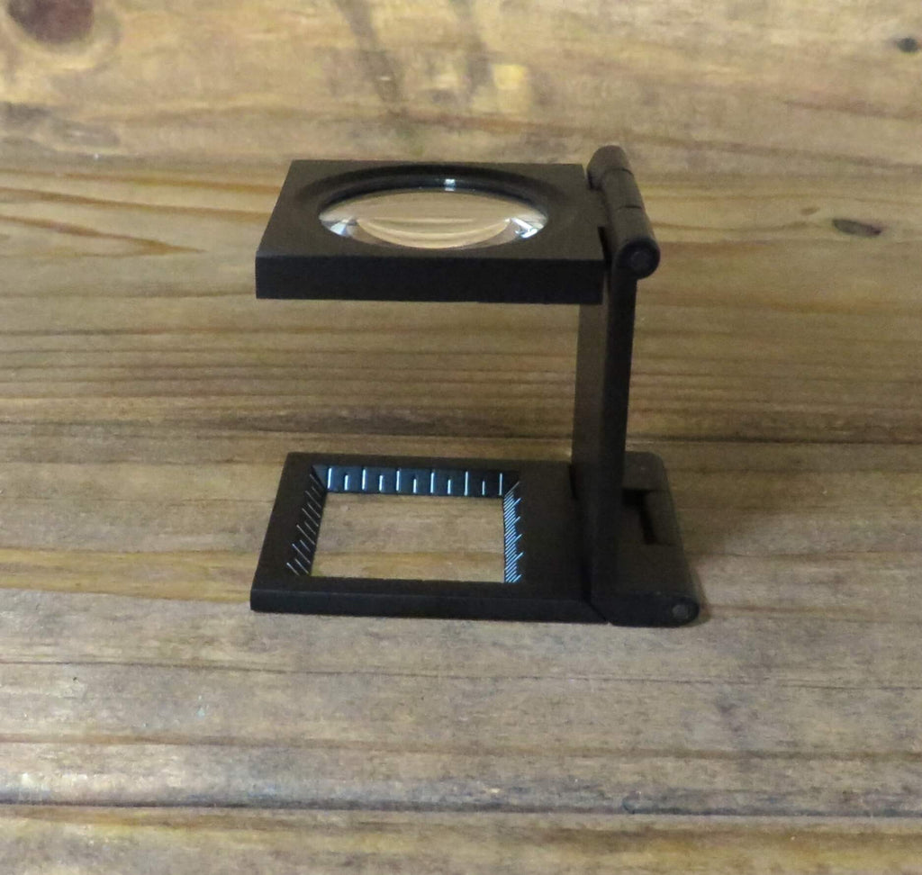 Folding 10× Metal Magnifier with Storage Pouch