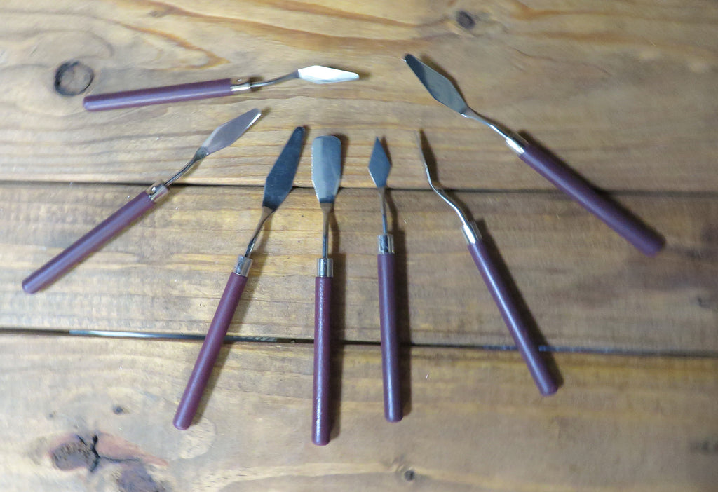 Blue Press Ink Small Ink Palette Knife Set – 7-Piece Professional Artist Set