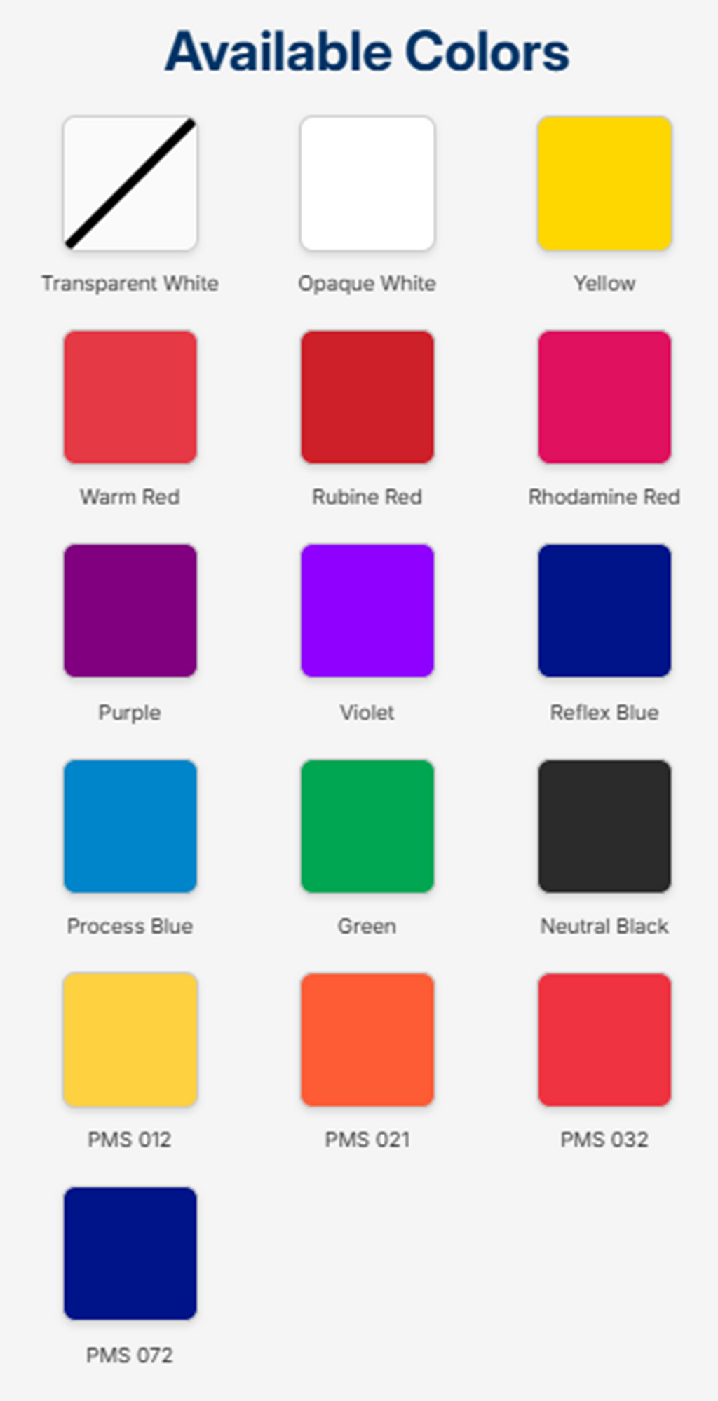 Pyvis Color Options Pantone® Mixing Bases – Legacy Colors – Blue Press Ink